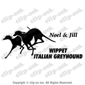 イタリアン・グレイハウンド&ウィペット・スプリンター_W05N_ORG【オリジナル・2頭・名入れ・ステッカー】